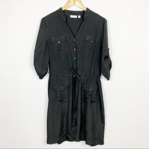 New York & Company Black Shirt Dress Large